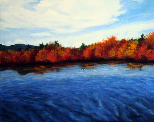 Lake Megunticook Oil Painting by L. Tasheiko